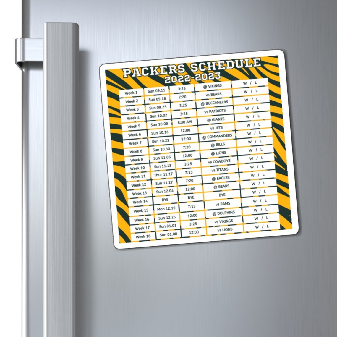 2022 2023 Green Bay Packers Schedule Magnet 6 X 6 Inches NFL - Etsy