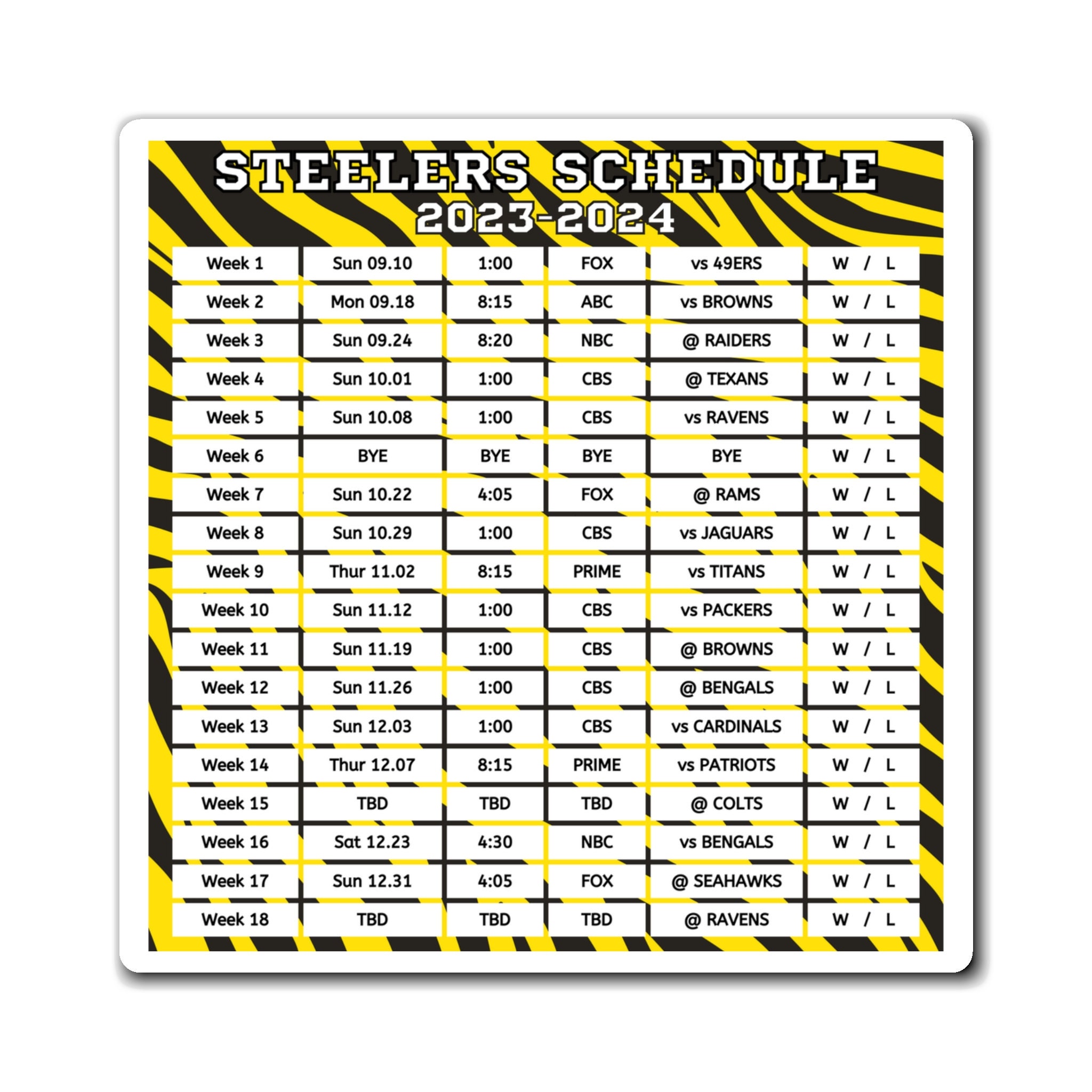 2023 Pittsburgh Steelers Schedule Steelers 2023 Season Etsy