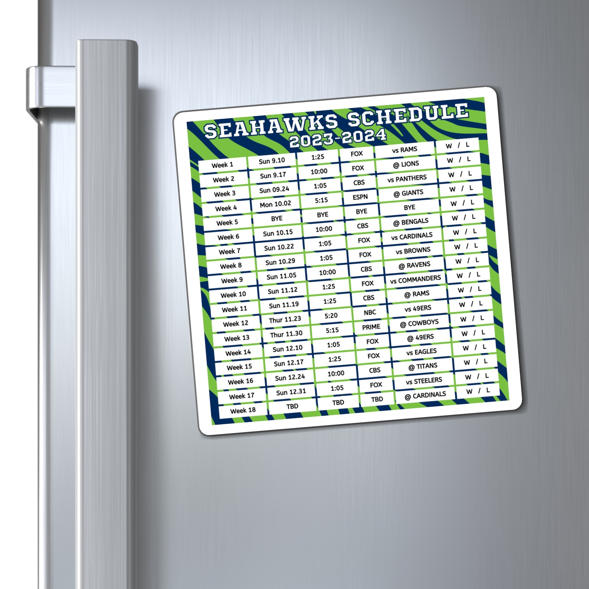 2023 2024 Seattle Seahawks Schedule Magnet 6 X 6 Inches Nfl - Etsy
