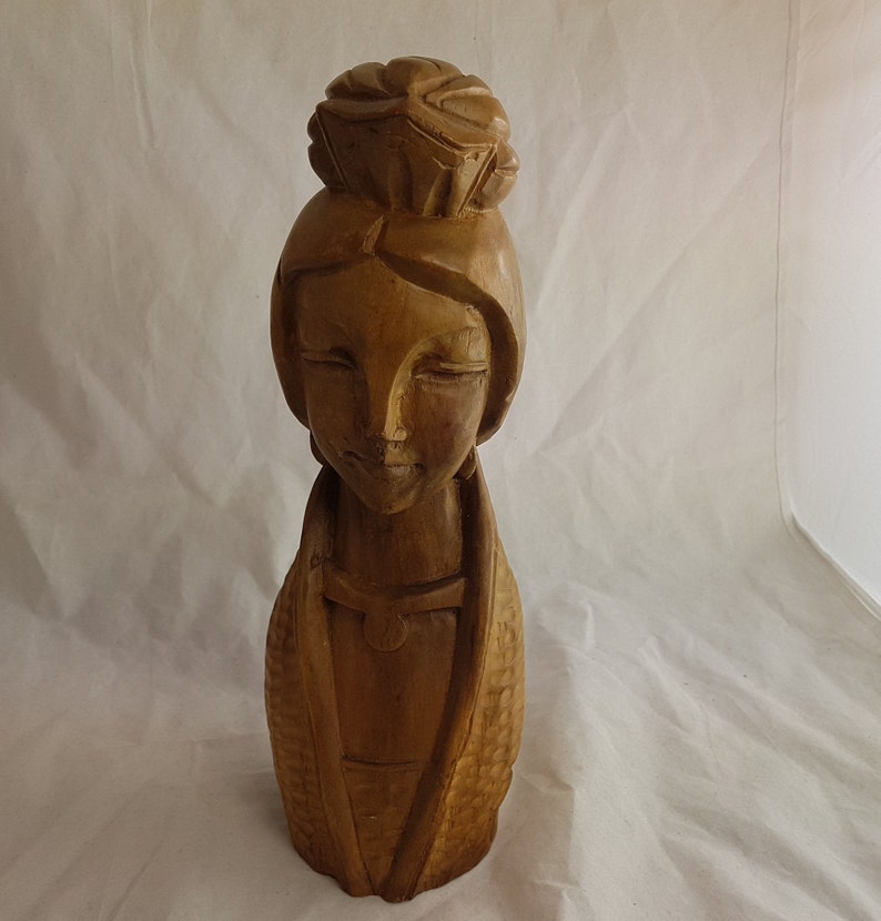 Vintage Wood Carvings Three Female Figures Busts Wooden Etsy