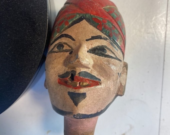 Vintage Hand Carved Painted Wooden Puppet Head Folk Art B