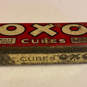 ANTIQUE Colorful OXO Cubes Tin, Decorative Vintage Tin, Farm House Decor, Fair Condition, Kitchen Tins, Collectible Advertising Tins