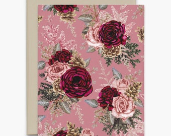 Wintry Florals Rose | Greeting Card