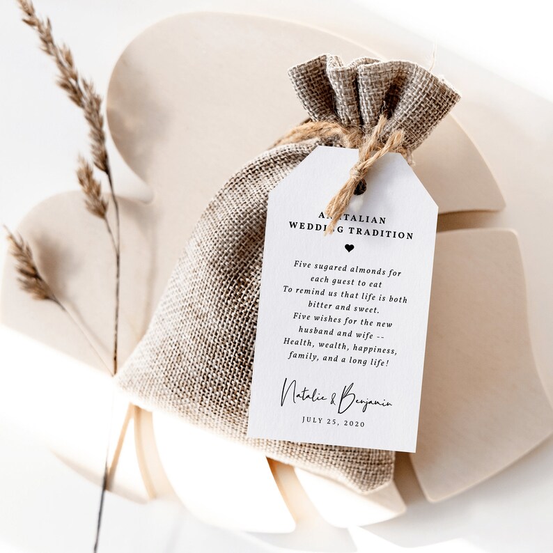 Favor Tags An Italian Wedding Tradition Jordan Almond Tags Etsy
