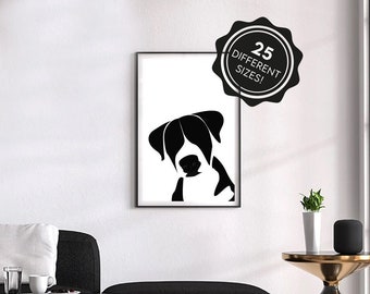 Cute Puppy Dog printable, Black and White dog Poster, Animals Modern Minimal Wall Art, Instant Digital Download Print, black and white print