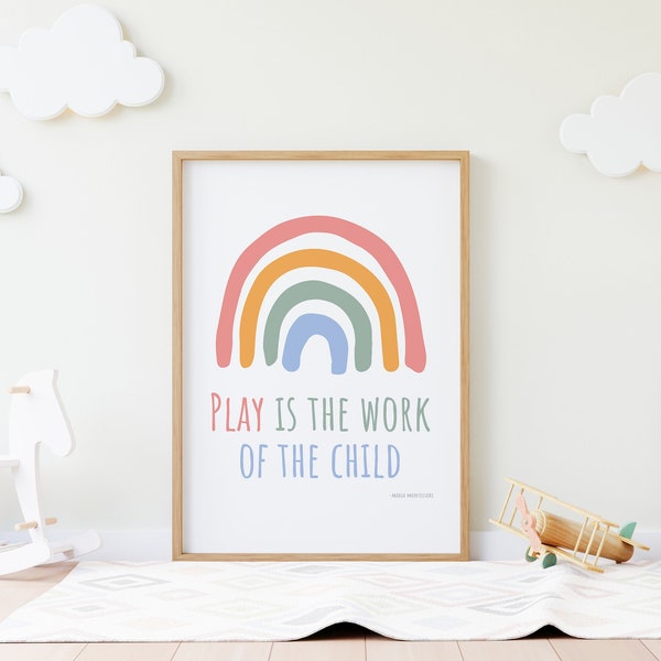 Montessori rainbow poster, kids Décor room, rainbow quote, Playroom Wall Décor, Montessori wall art