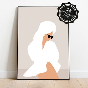 Girl with towel on her head printable, Bath Spa Girl poster, wall art, women with towel and sunglasses, Instant Download, Digital Print