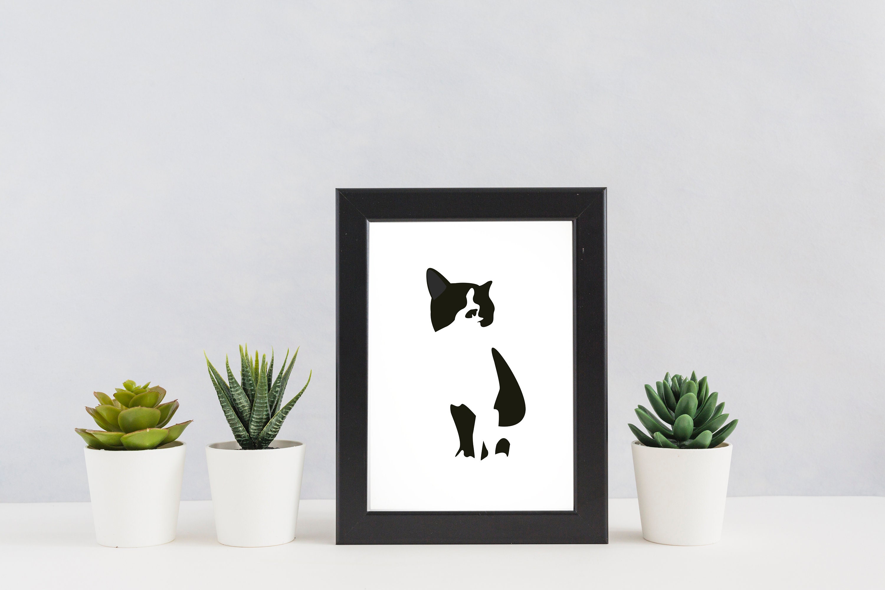 Cat & Dog Gallery Wall Set of 2 Fine Art Prints, Black and White Modern ...