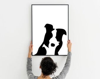 Black and white dog printable, Dog Wall Art, Modern minimal dog poster, dog print, kids wall art, cute puppy print, Digital download
