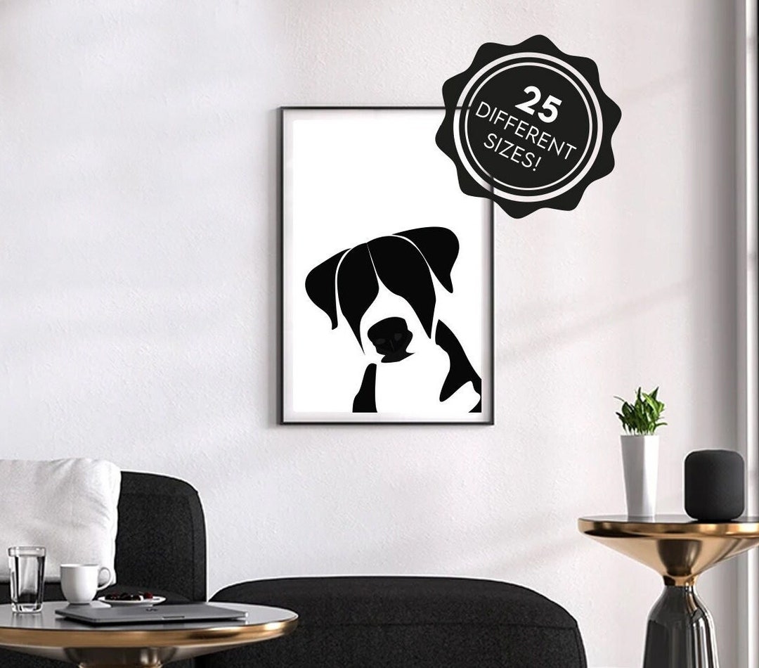 Cute Puppy Dog Printable, Black and White Dog Poster, Animals Modern ...