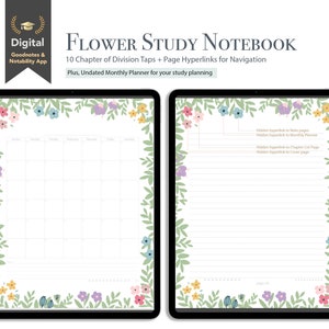 Flower Study Notebook | Digital Notebook | UNDATED Planner | 2021 -  2022 Planner | Digital Planner | Goodnotes | Notability Notebook