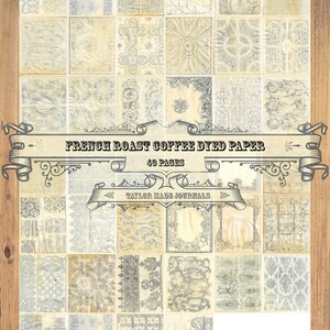 French Roast Coffee Geverfd Papier -40 Pagina, Afdrukbaar, Junk Journal Kit, Koffie Geverfd Papier, Koffie Geverfd Papier, Boho Junk Journal Kit