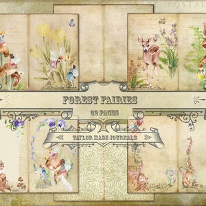 Woodland/Forest Fairies, Junk Journal Kit - 32 Page, Printable Journal Kit, Fairy Journal Kit, Botanical Junk Journal Kit, Digital Download