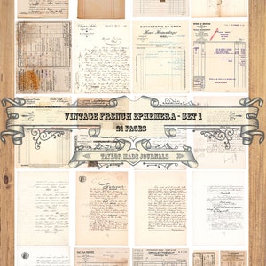 French Ephemera, Junk Journal Kit, SET 1 -21 Page, French Printable, French Junk Journal Kit, French Ephemera, French Digital Kit