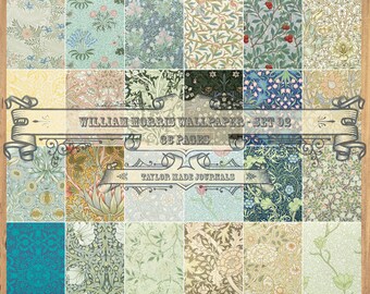 William Morris Wallpapers,Junk Journal Kit, set 2 - 37 Page, Digital Kit ,Vintage Wallpaper Samples, Wallpaper, Shabby Chic Wallpapers
