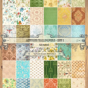 Grungy Wallpapers, SET 1 - 36 Pages, Junk Journal Kit, Digital Kit, Wallpaper Junk Journal Kit, Vintage Wallpaper, Printable Wallpaper