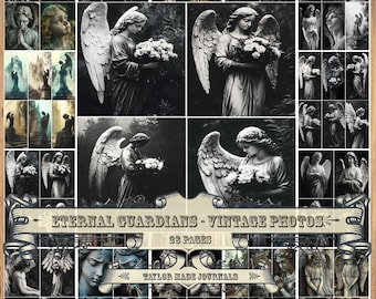 Eternal Guardians, Journal Kit -28 Page, 100+ Images, Angels Digital Kit, Vintage Photos, Gothic Journal Kit,Gothic Digital,Angels Printable