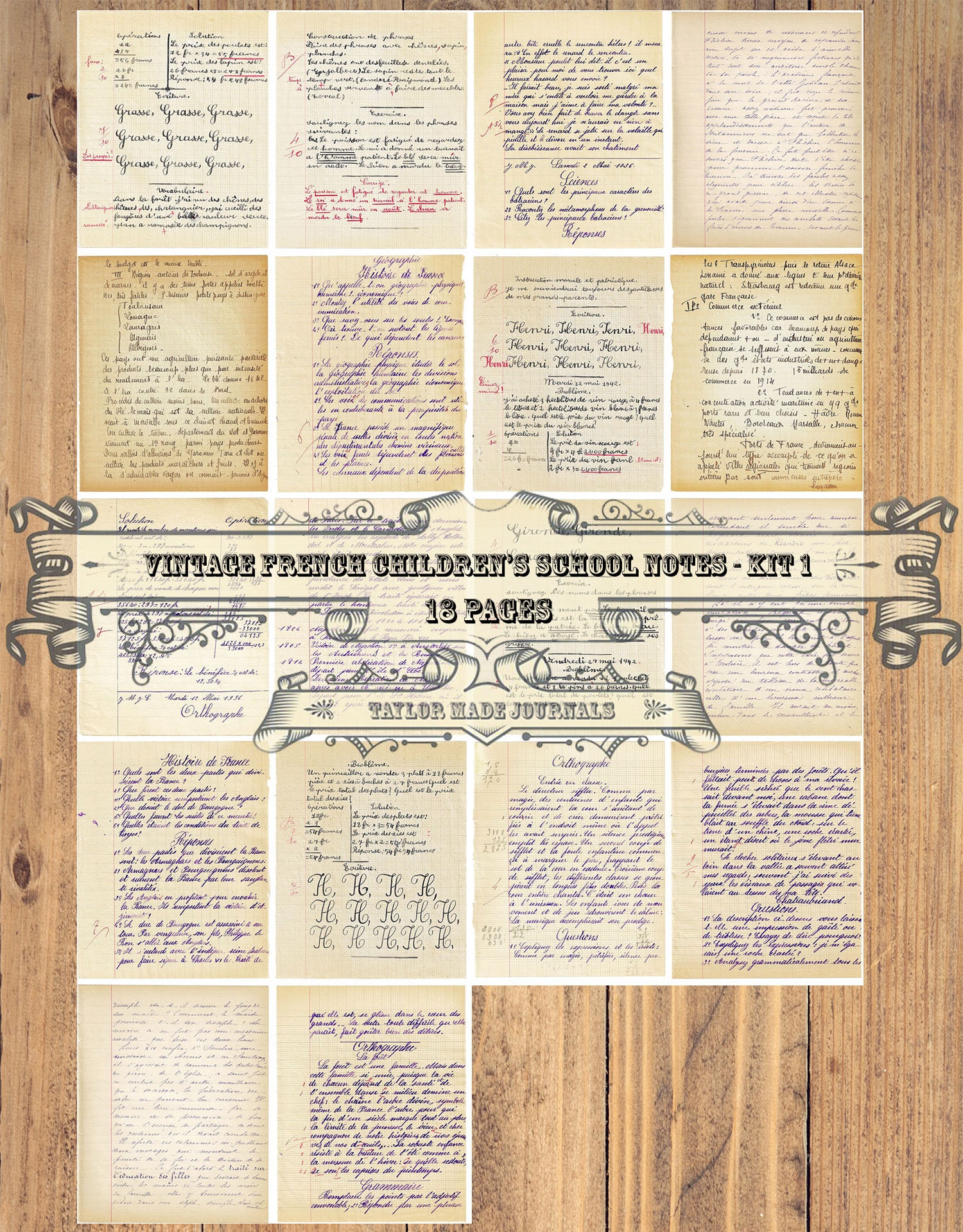 Digital Printable Instant Ticking Stripe Paper Vintage Ephemera Junk ...
