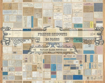 Fragmentos franceses, kit de diario basura, 24 páginas, imprimible francés, kit digital francés, fragmentos, efímera francesa imprimible, efímera francesa
