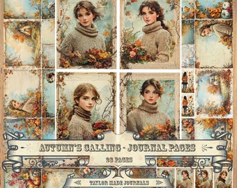 Autumn's Calling ,Junk Journal Kit -28 Page, Digital Download, Junk Journal Kit, Fall Journal Kit, Autumn Journal Kit,Fall Journal Kit