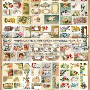 Victoriaanse telefoonkaarten -120 kaarten, Junk Journal Kit, Digitale Kit, Victoriaanse telefoonkaart, afdrukbare telefoonkaarten, Junk Journal Ephemera