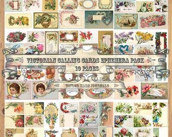 Victorian Calling Cards -120 Cards , Junk Journal Kit,Digital Kit, Victorian Calling Card, Printable Calling Cards, Junk Journal Ephemera