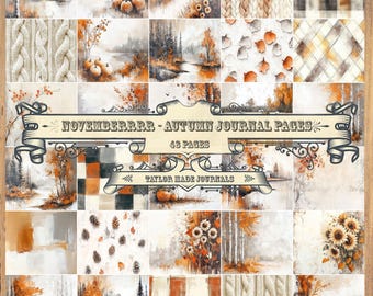 Novemberrr , Autumn Junk Journal Kit - 48 Page, Digital Download, Junk Journal Kit, Fall Journal Kit, Autumn Journal Kit,