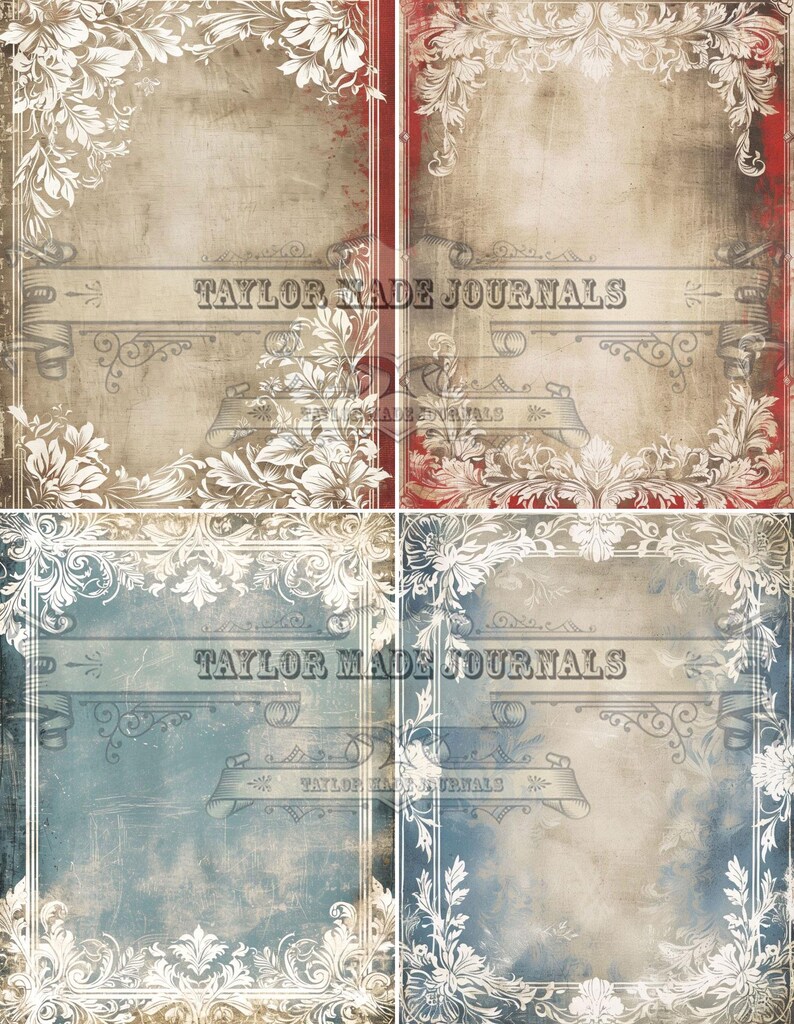 Filigree Borders Collection, Junk Journal Paper, Set 2 - 36 Pages, Junk ...