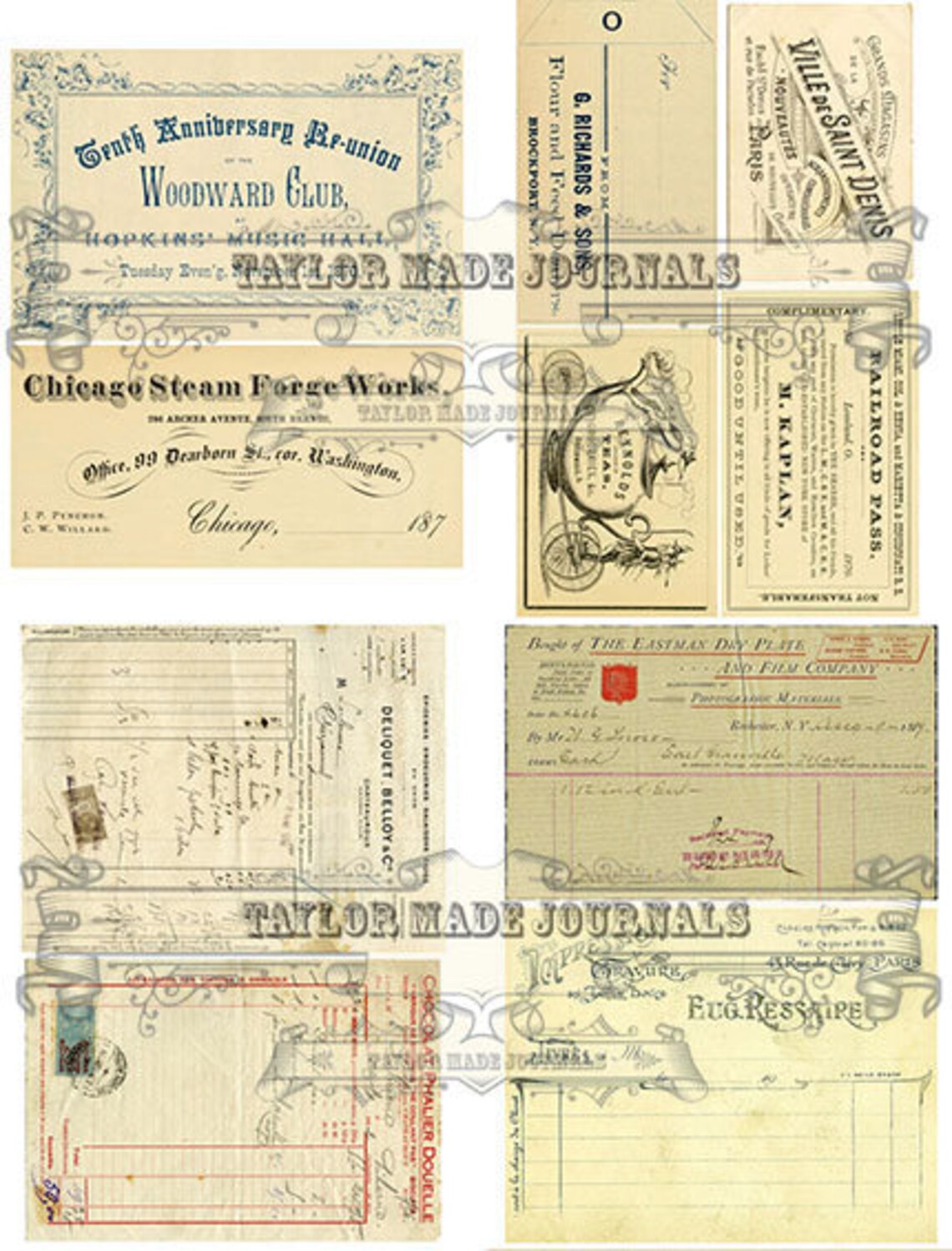 Vintage Paper Ephemera , SET 2 - 20 Page, Junk Journal Kit, Digital ...