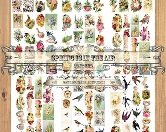 Spring Is In The Air Victorian/German Scrap -10Page,Digital,Junk Journal Kit,  Scrap,Victorian Junk Journal Kit,Victorian Die Cuts