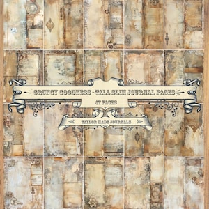 Grungy Goodness, Tall/Slim, Junk Journal Papers, 47 Full Sized Pages, Junk Journal Kit ,Grungy Digital Kit, Collage Paper, Steampunk