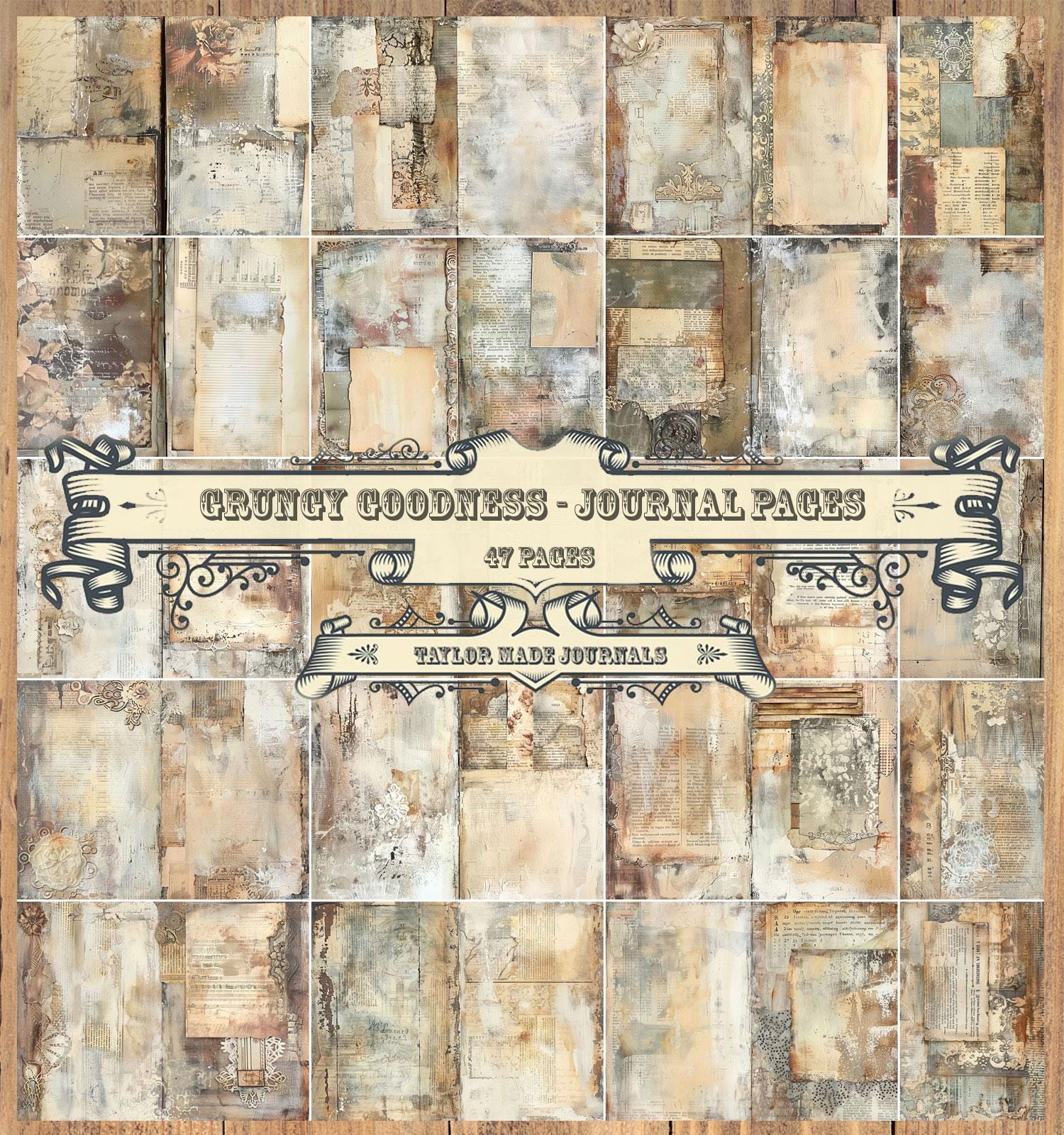 Grungy Goodness, Junk Journal Papers, 47 Full Sized Pages, Junk Journal Kit ,Grungy Digital Kit, Collage Paper, Steampunk