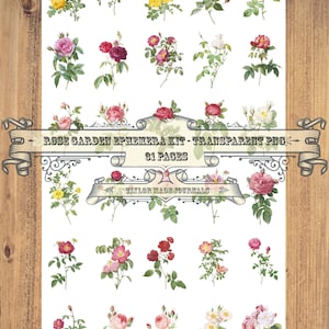 Rose Garden PNG's -31 PNG's, Junk Journal Kit,Printable Junk Journal Kit, Roses Journal Kit,Roses Clip Art, Roses Digital,Transparent PNG's