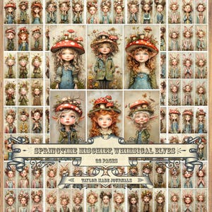 Frühlingshaftes Mischief, Wunderliche Elfen -32 Seite,100+Bilder, Junk Journal Kit, Frühlings Junk Journal Kit, Elfen Ostern Kit, Ostern Digital Kit