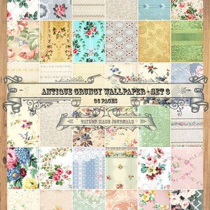Grungy Tapete, SET 3-36 Seite, Junk Journal Kit, Digital Kit, Tapete Junk Journal Kit, druckbare Tapete, Vintage Tapete