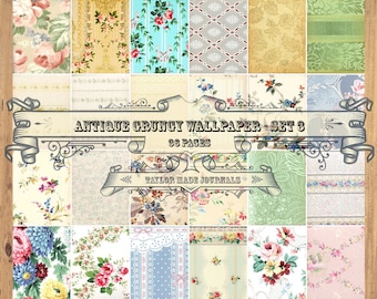 Grungy Wallpaper, SET 3 -36 Page, Junk Journal Kit, Digital Kit, Wallpaper Junk Journal Kit, Printable Wallpaper ,Vintage Wallpaper