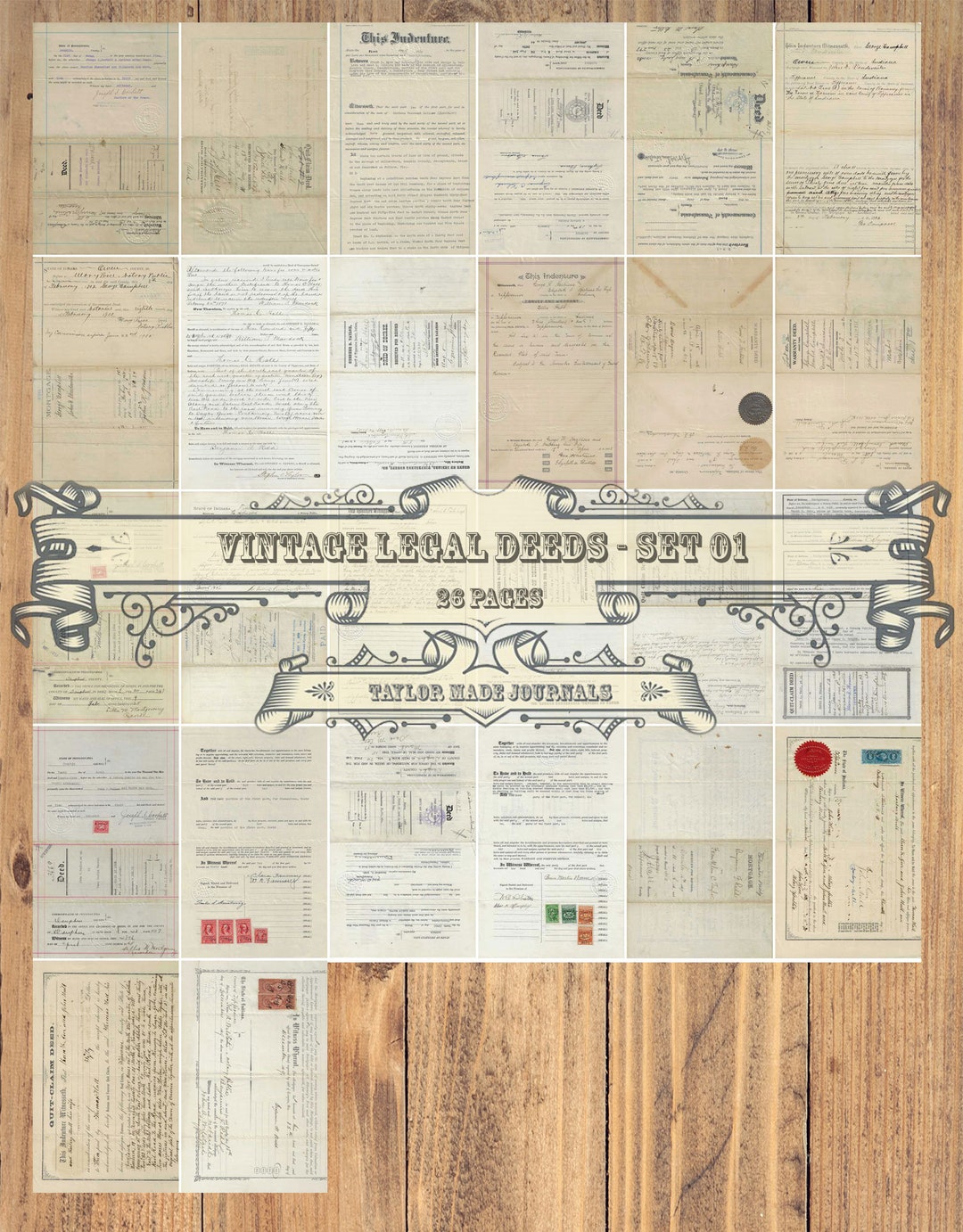 Vintage Legal Deeds,set-24 Page,legal Size Paper 8.5 X 14 Prints,junk ...