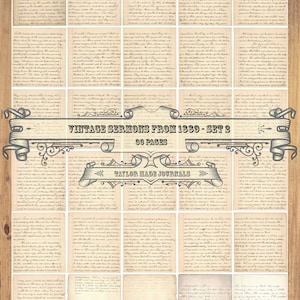 Vintage Sermon, Set 2 -30 Pages,Junk Journal Kit, Prayer Journal Digital Kit, Prayer Journal Ephemera, Bible Printable  Digital Kit