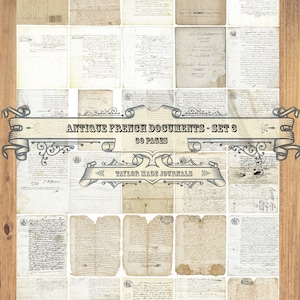 Documentos franceses, Kit de diario basura, Conjunto 3 -30 páginas, Imprimible en francés, Efímera francesa, Kit digital francés, Kit de diario basura francés