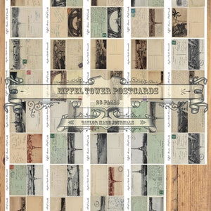 Eiffelturm, französische Postkarten, Junk Journal Kit, 28 Seiten, Französische Ephemera, Digital Kit, Vintage Postkarten, printable, Junk Journal Ephemera