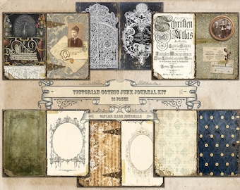 Victorian Gothic, Junk Journal Digital - 31 Page, Printable Junk Journal Kit, Junk Journal Gothic Digital Kit, Victorian Junk Journal Kit
