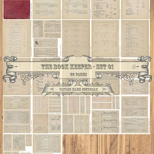 De boekhouder - 22 pagina's, Digital Junk Journal Kit, Ledger Kit, Boekhouding Afdrukbaar, Digital Kit, Accounting Digital Kit, Collage
