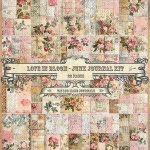 Love in Bloom, Kit de diario basura botánico - 23 páginas, kit digital, kit de diario basura botánico, kit de diario de la naturaleza, kit digital de primavera