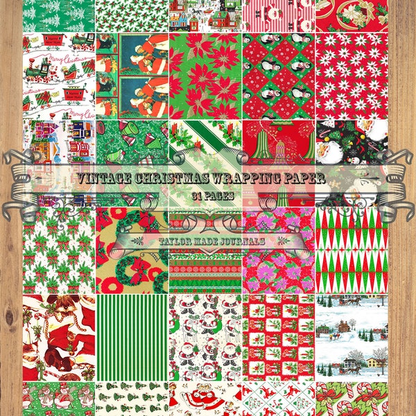 Christmas Wrapping Paper, Christmas Junk Journal Kit,-31 Page, Printable Junk Journal Kit, Christmas Junk Journal Kit, Christmas Digital