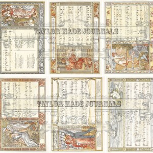 Lords & Ladies 1883 Illustrated Music, SET 2 23 Pages, Printable, Junk Journal Kit, Vintage Music Paper, Music Printable image 2