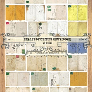 El arte de escribir (Sobres) - 28 páginas, Kit de diario basura, Kit de diario digital, Sobres imprimibles, Sobres, Cartas vintage