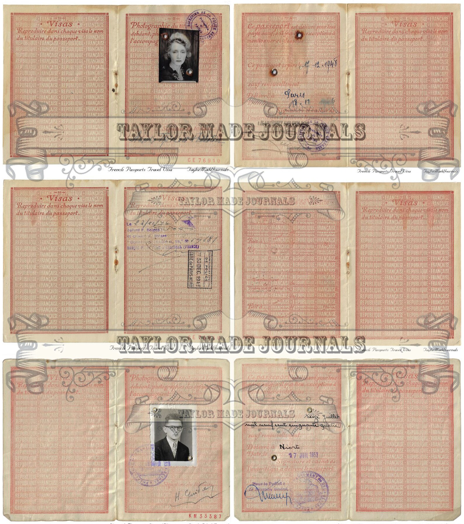 French Passports, Travel Visa, Digital Junk Journal Kit,39 Page,junk ...