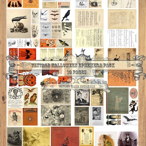 Halloween Ephemera -19 page -96 images, Junk Journal Kit, Digital Kit, Halloween Junk Journal Kit, Halloween Printable, Halloween Ephemera