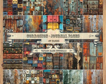 Corrosion, Junk Journal Papers -47 Full Sized Pages, Junk Journal Kit ,Grungy Digital Kit, Collage Paper, Steampunk, Grungy Digital Papers