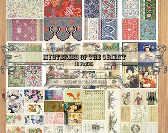 Mysteries of the Orient - 19 pages, Asian Digital Kit, Digital,Junk Journal Kit, Asian Ephemera, Asian Digital Kit